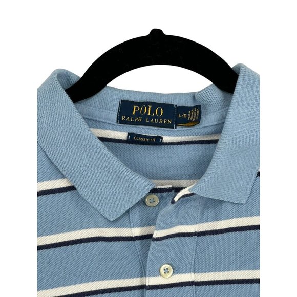 Men Polo Ralph Lauren Polo Shirt Striped - CLASSIC FIT - Large 100% Cotton‎ - Picture 2 of 7